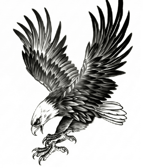 ® Kartal Geçici Dövme Şablonu Büyük Boy