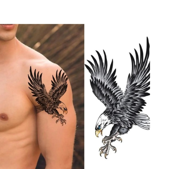 ® Kartal Geçici Dövme Şablonu Büyük Boy