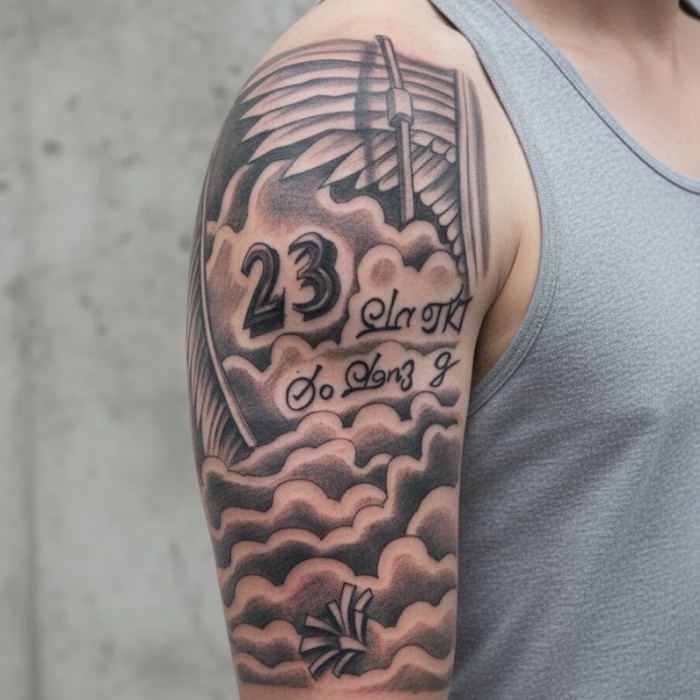 ® Bulutlar Melek Kanatları Geçici Dövme Şablonu Büyük Boy