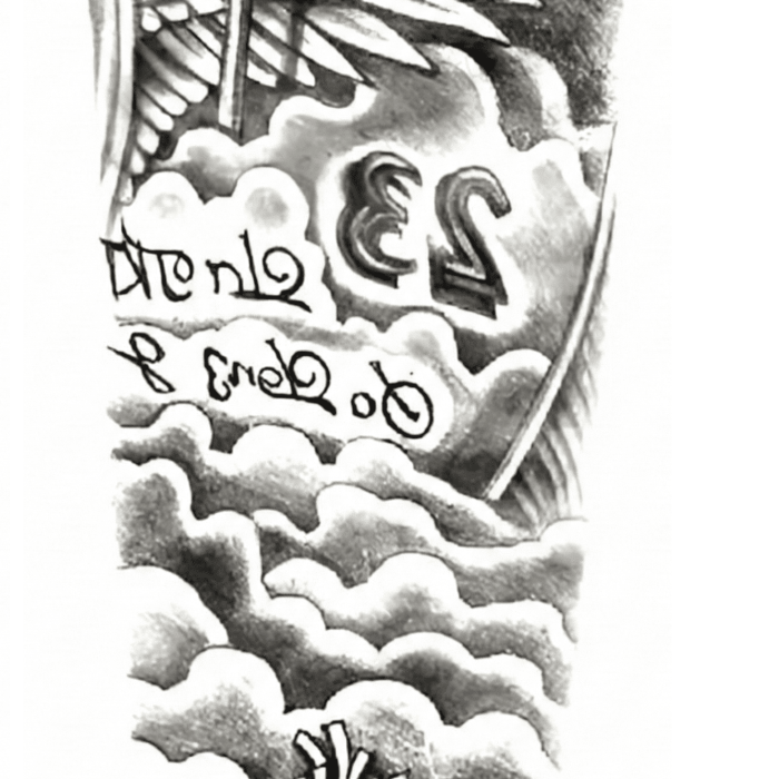 ® Bulutlar Melek Kanatları Geçici Dövme Şablonu Büyük Boy