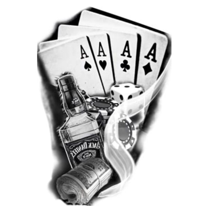 ® İskambil Dolar Zar Geçici Dövme Şablonu Büyük Boy