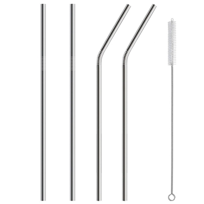 ® 5 Parça Metal Pipet - Paslanmaz Çevre Dostu Metal Pipet Fırça Seti