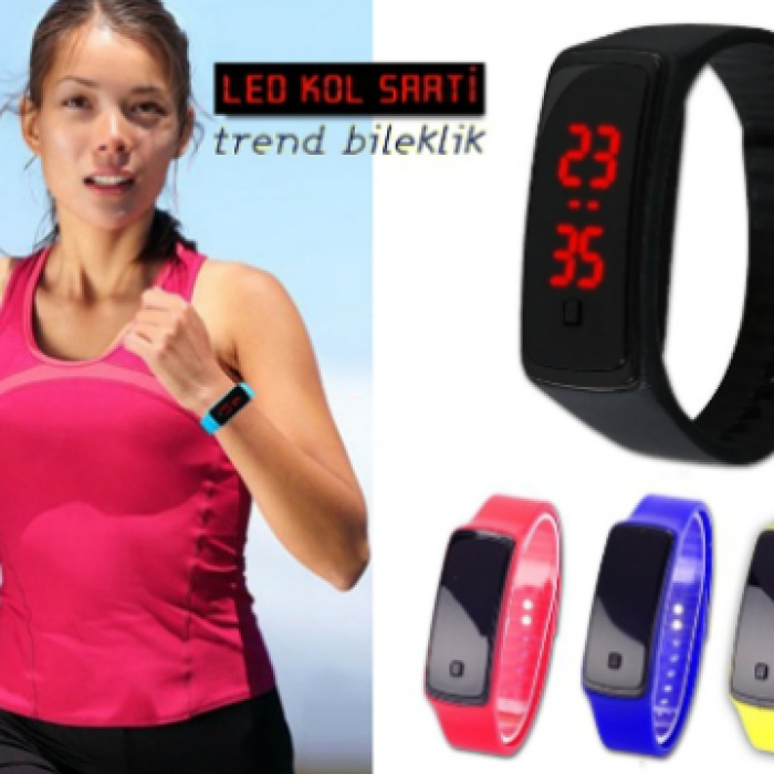 ® Siyah Ekranlı Led Kol Saati (Kırmızı)