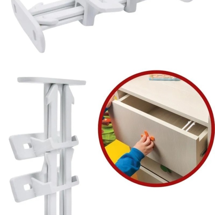 ® Bebek Çocuk Koruma Kilidi - Dolap Çekmece Kilidi Sürgülü Kilit
