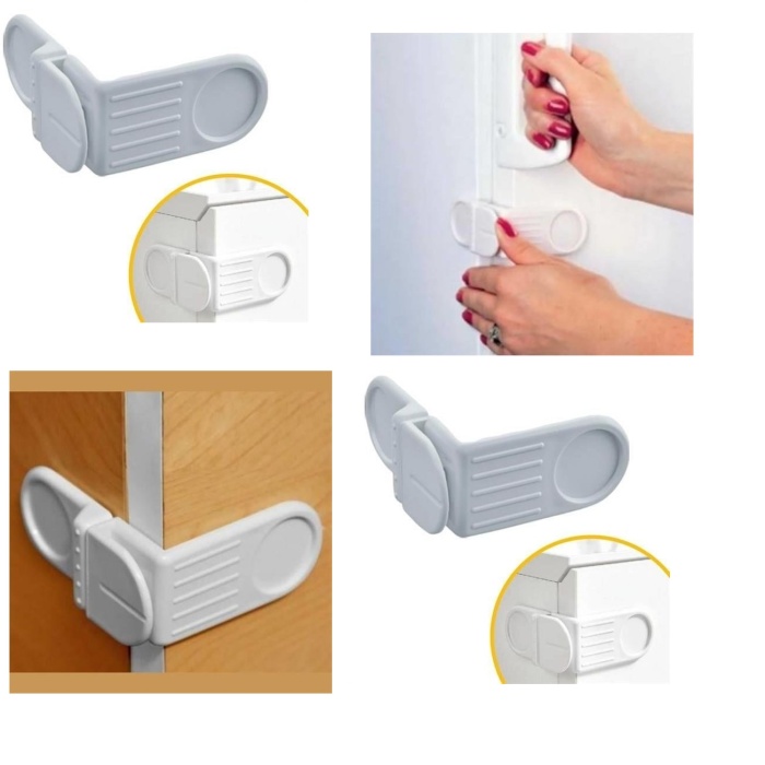 ® Bebek Çocuk Güvenlik Çekmece ve Dolap İçin Kendiliğinde Yapışkanlı Vidasız Köşe Kapak Kilidi
