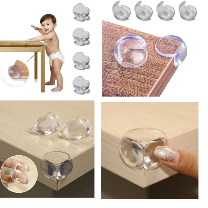 ® Bebek Çocuk Yumuşak ve Esnek Dairesel Şeffaf Yapışkanlı Güvenlik Köşe Koruyucu (8 Adet)