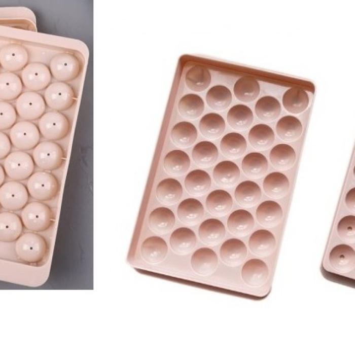 Biyomak® 2 li Buz Kalıbı 33 Bölmeli Kristal Küre Buzluk - Mini Yuvarlak Buz Kalıbı