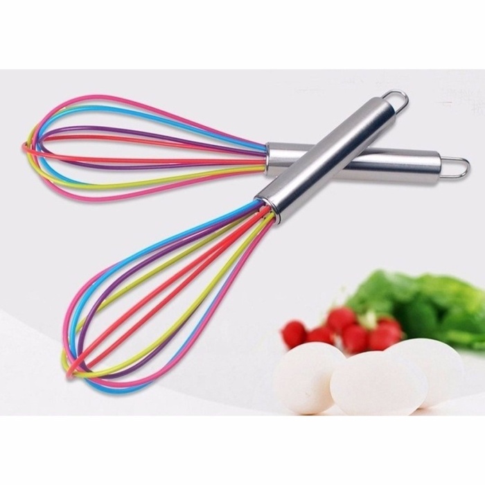 ® Silikon Çırpıcı Metal Saplı Renkli Çırpma Teli