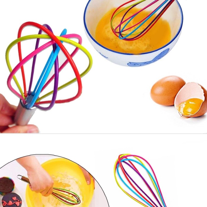 ® Silikon Çırpıcı Metal Saplı Renkli Çırpma Teli