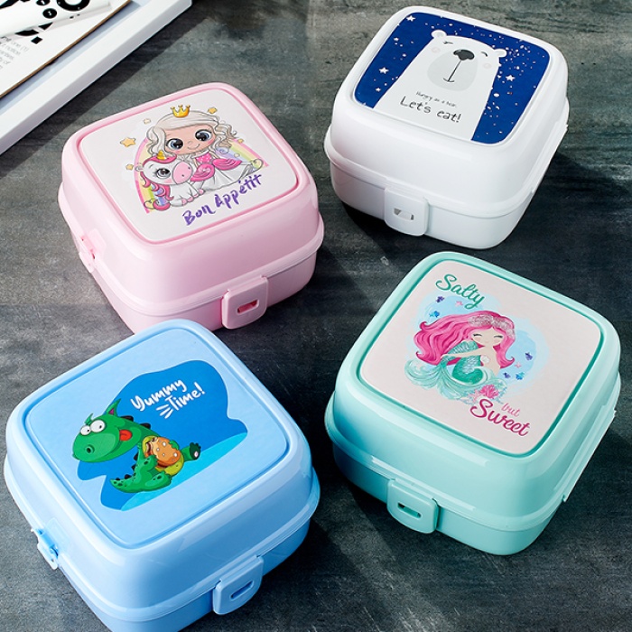 ® Porky Lol Desenli 4 Bölmeli Çatallı Beslenme Kabı - Diyet Kabı