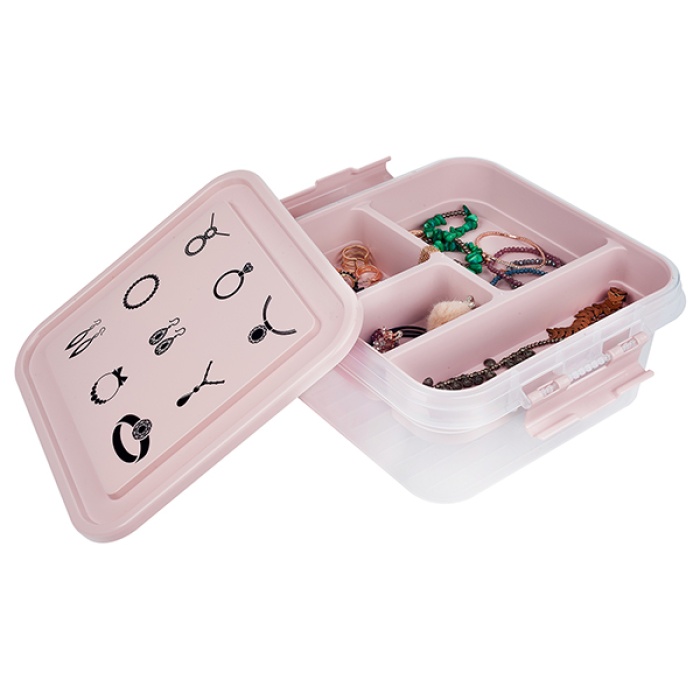 ® Bijuteri Mücevher Kutusu - Çok Amaçlı Bölmeli Takı Saklama Kutusu