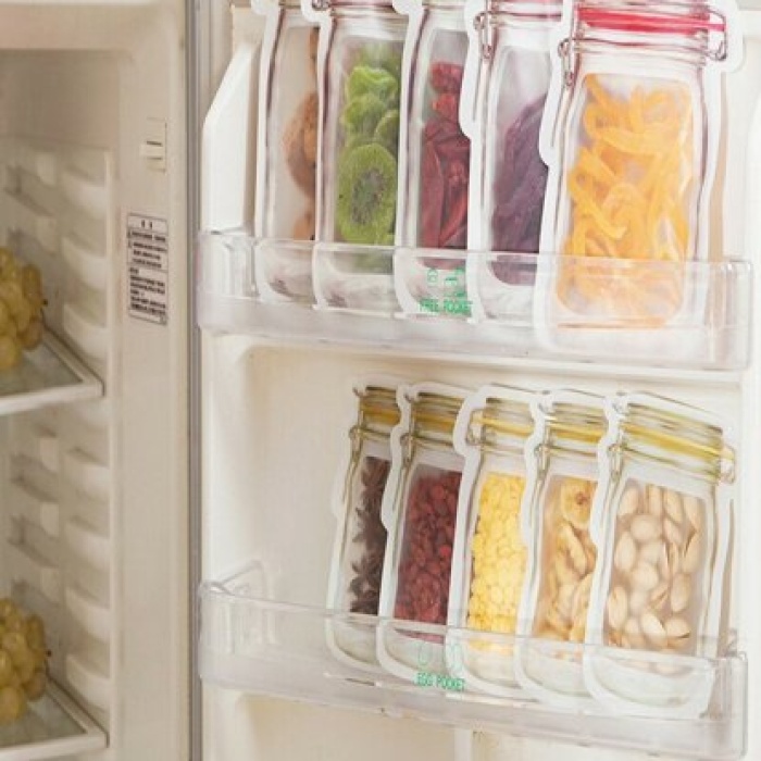 ® Kavanoz Görünümlü Kilitli Saklama Poşeti 620 ML (1 Adet )