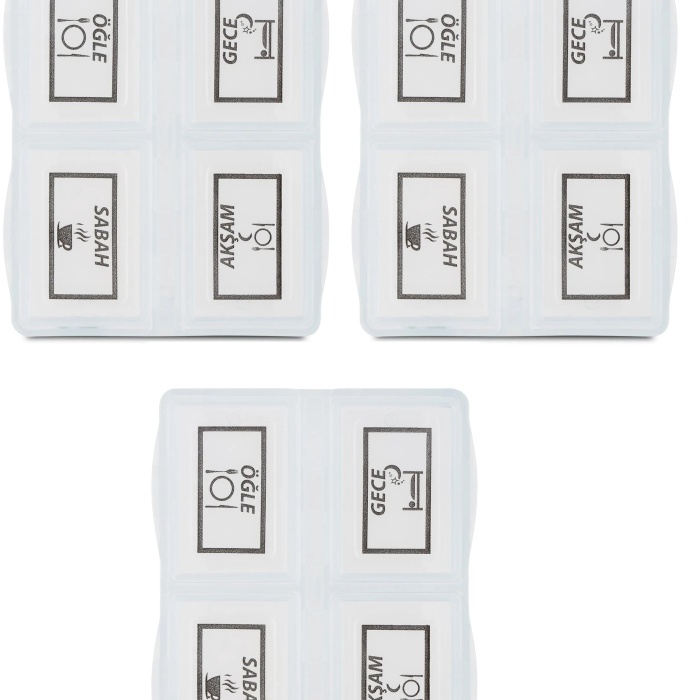 ® 3 Adet - 4 Bölmeli Günlük İlaç Saklama Kutusu