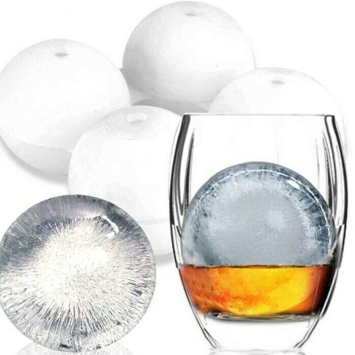 Biyomak® Üstten Doldurmalı Yatay 4 Bölmeli  Küre Buz Topu Kalıbı -  Yuvarlak Buz Topu Yapma Aparatı