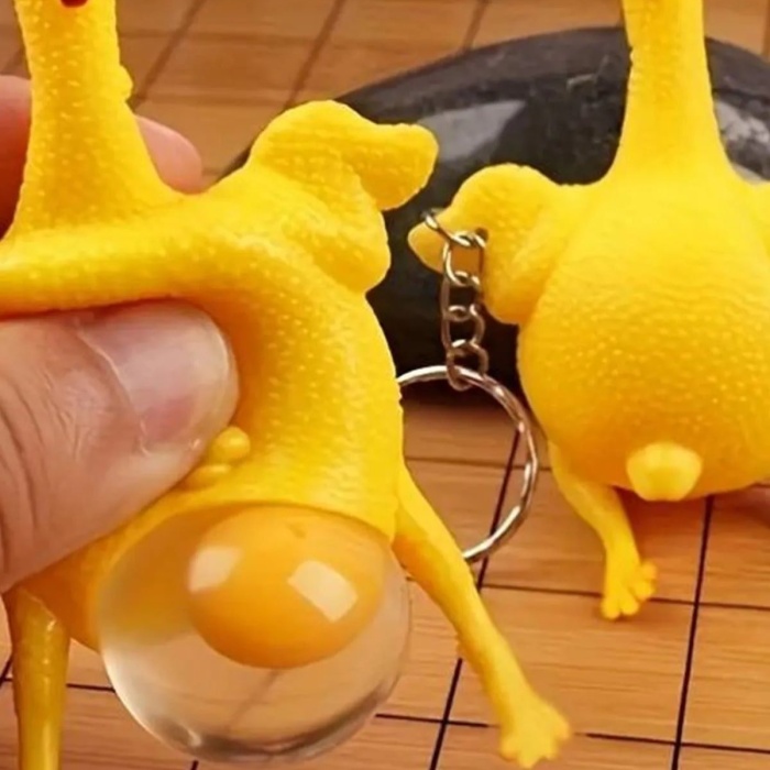 ® Yumurtlayan Eğlenceli Tavuk Anahtarlık Stres Topu Hediyelik Oyuncak Çanta Süsü