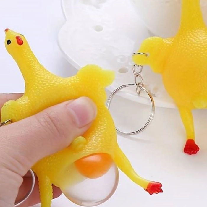 ® Yumurtlayan Eğlenceli Tavuk Anahtarlık Stres Topu Hediyelik Oyuncak Çanta Süsü