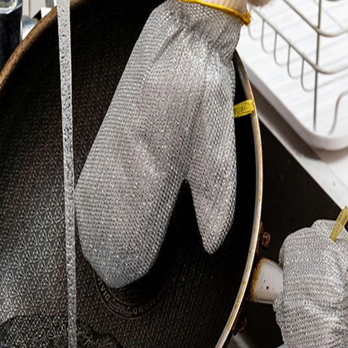 ® 2li Telli Bulaşık Eldiveni Su Geçirmez Kir Sökücü Tava Tencere Ovma Mutfak Banyo Temizlik Eldiveni