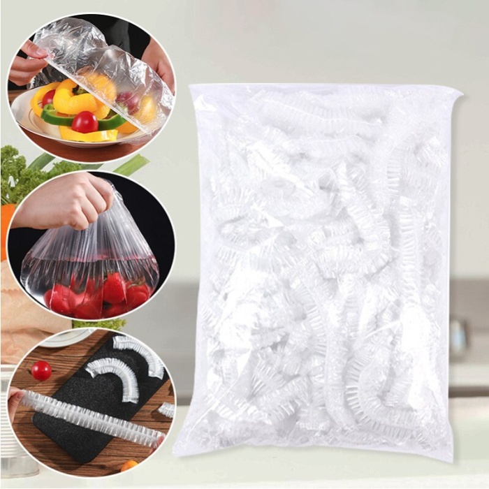 ® 100 Adet Lastikli Tazeliği Koruyan Tencere ve Tabak Bonesi  Esnek Strech Kapak