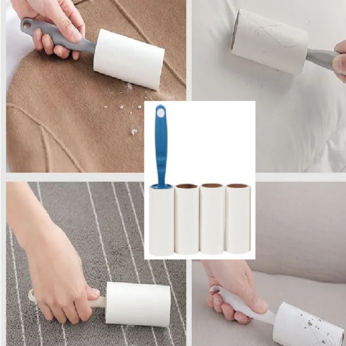 ® 4 Yedekli Tüy Toplama Rulosu 240 Yaprak Evcil Hayvan Elbise Yatak Tüy Saç Toplayıcı