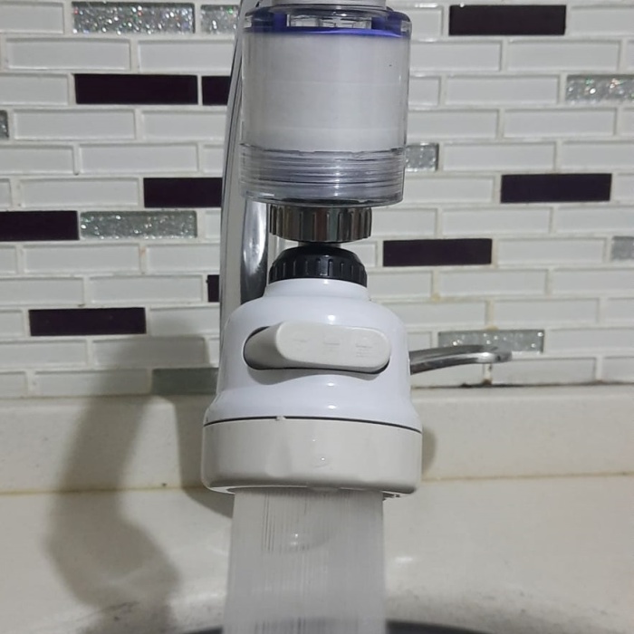 ® Filtreli Kireç Önleyici 360 Derece Dönen Hareketli Musluk Başlığı - 3 Fonksiyonlu - Krem