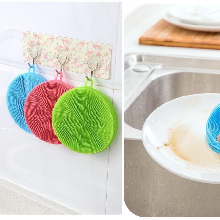 ® 2 li Çok Amaçlı Silikon Bulaşık Fırçası -Nihale- Tutacak