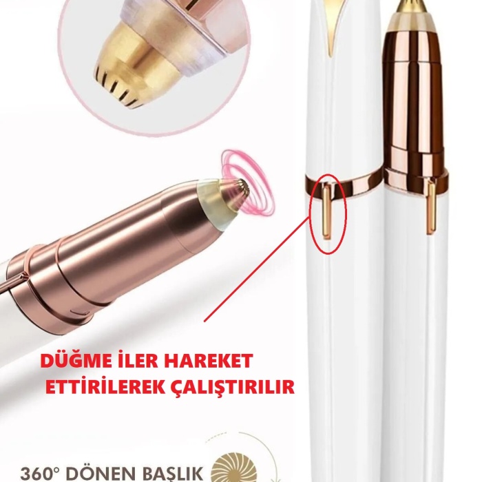 Biyomak® Kalem Tipi Taşınabilir İnce Uçlu Yüz Için Tüy Alıcı Kaş Bıyık Epilasyon Aleti (Pil Dahildir)