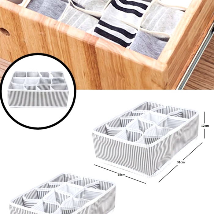 ® 12 Bölmeli Pratik Bölmeli Çekmece Düzenleyici Organizer(İç Çamaşırı Kravat Çorap Düzenleyici)