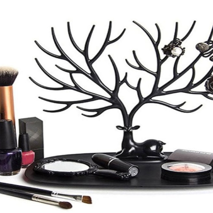 ® Siyah Geyik Mücevher Organizeri Geyik Şeklinde Yüzük Küpe Kolye Düzenleyici