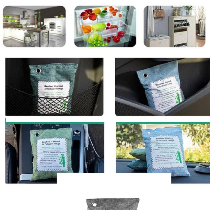 ® Hava Temizleme Torbası 100g Araba- Dolap- Banyo- Evcil Hayvan Koku Giderici- Bambu Kömür Koku Emici