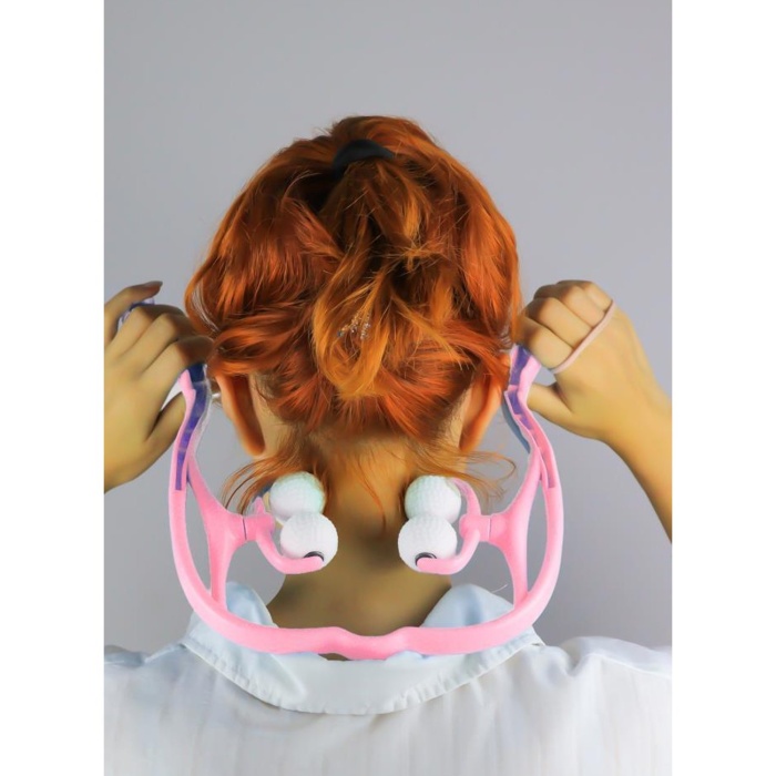 ® Boyun Bacak Ayak Bel Masaj Aleti Çok Fonksiyonlu Manuel 4 Tekerlekli - Pembe