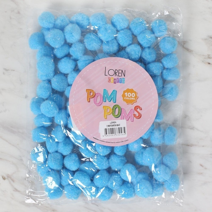 ® LOREN CRAFTS 2 CM 100 ADET MAVİ PONPON