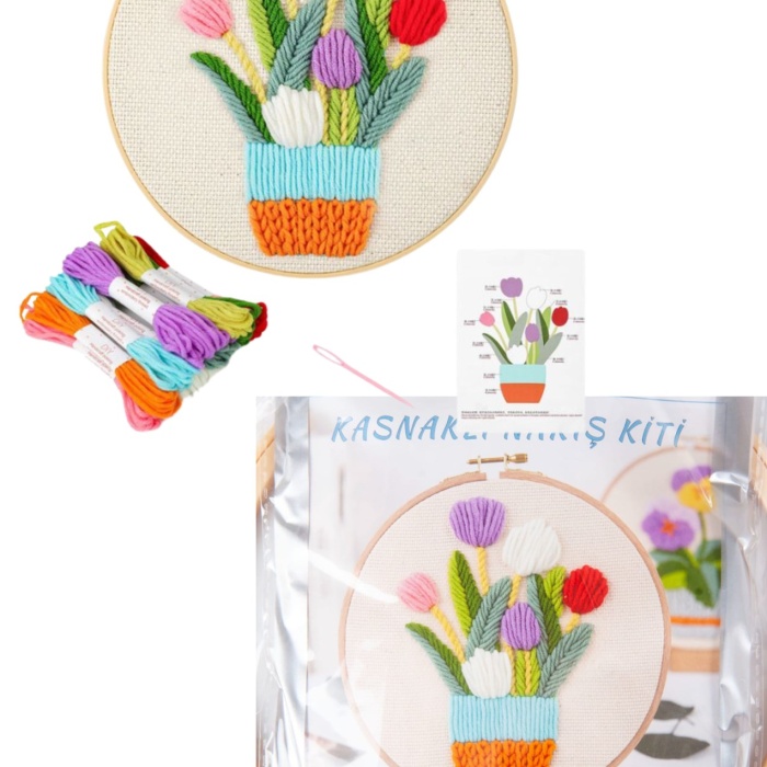 Biyomak® Nakış Kitleri Kasnaklı 13.5 X 18.8 cm Lale