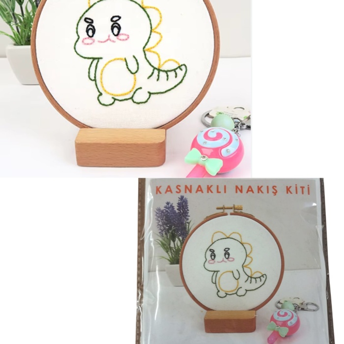 Biyomak® Nakış Kitleri Kasnaklı 8.6 X 6 cm Dino