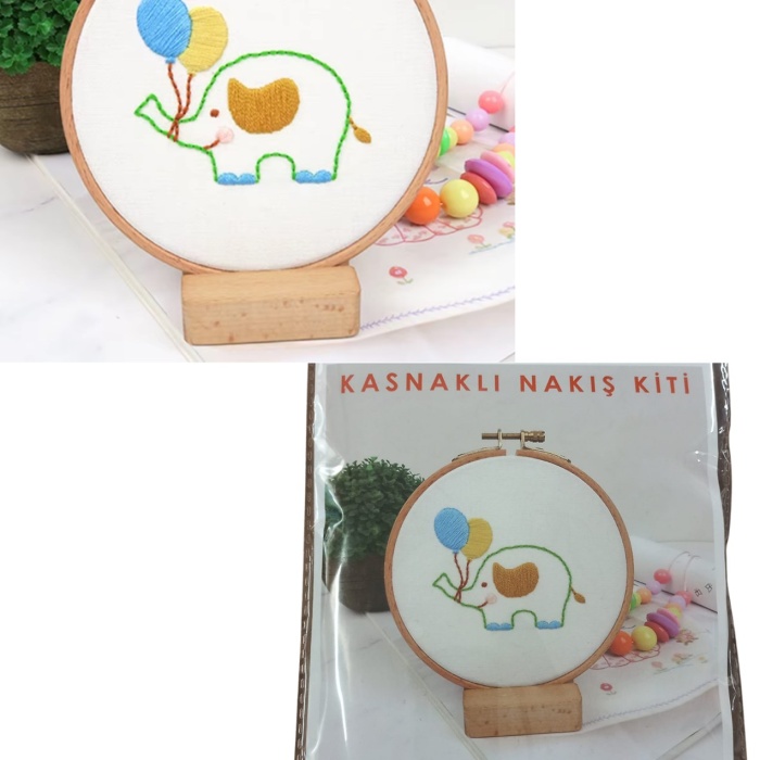 Biyomak® Nakış Kitleri Kasnaklı 8.6 X 6 cm Fil