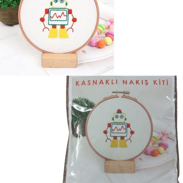 Biyomak® Nakış Kitleri Kasnaklı 8.6 X 6 cm Robot