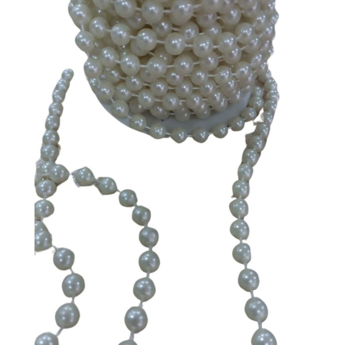 Biyomak® Sıralı Yuvarlak İnci En 1 cm Krem 1 Metre