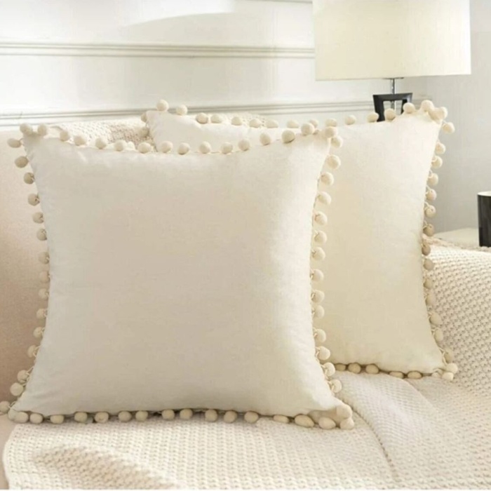 Biyomak® 2li ponponlu kırlent kılıf seti 40 x 40