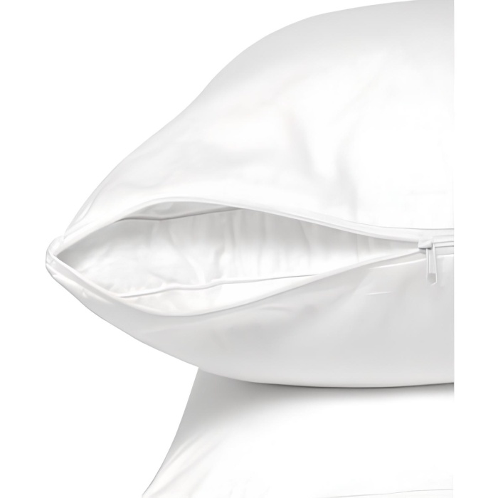 Biyomak® Beyaz fermuarlı yastık mitili, yastık kılıfı
