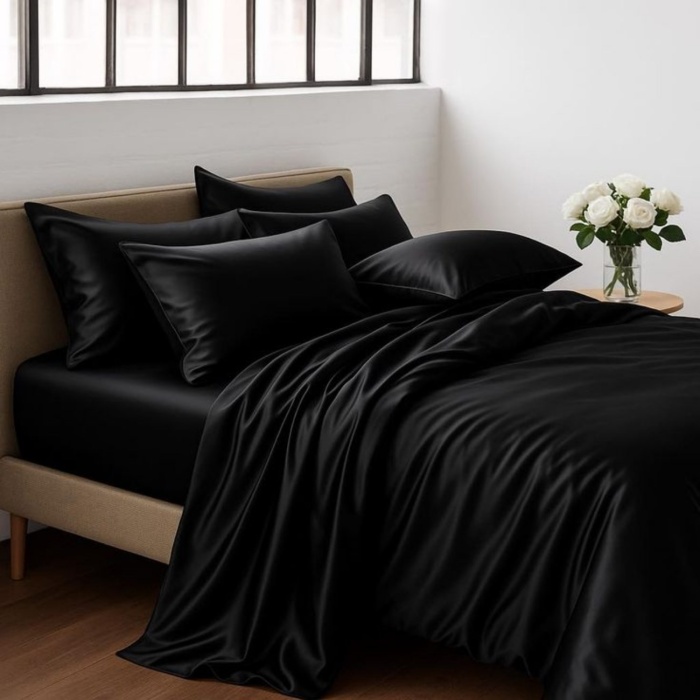 Biyomak® Antibakteriyel Terletmeyen İpek Saten Yastık Kılıfı 2li 50x70 Siyah