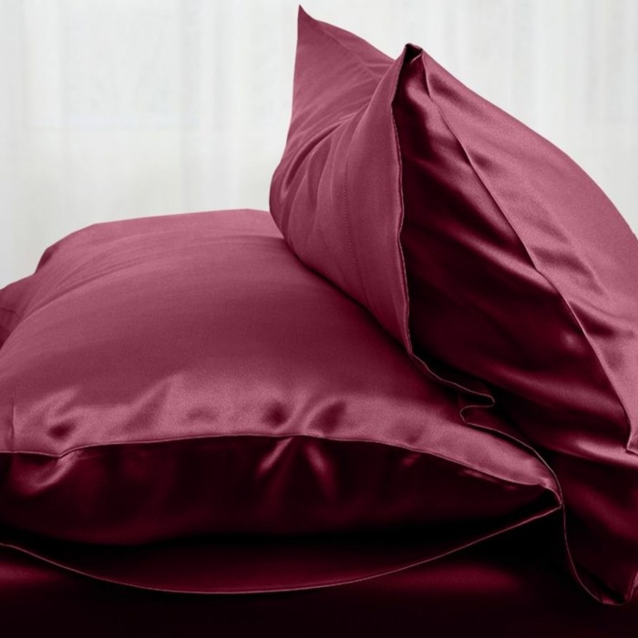Biyomak® Antibakteriyel Terletmeyen İpek Saten Yastık Kılıfı 2li 50x70 Bordo