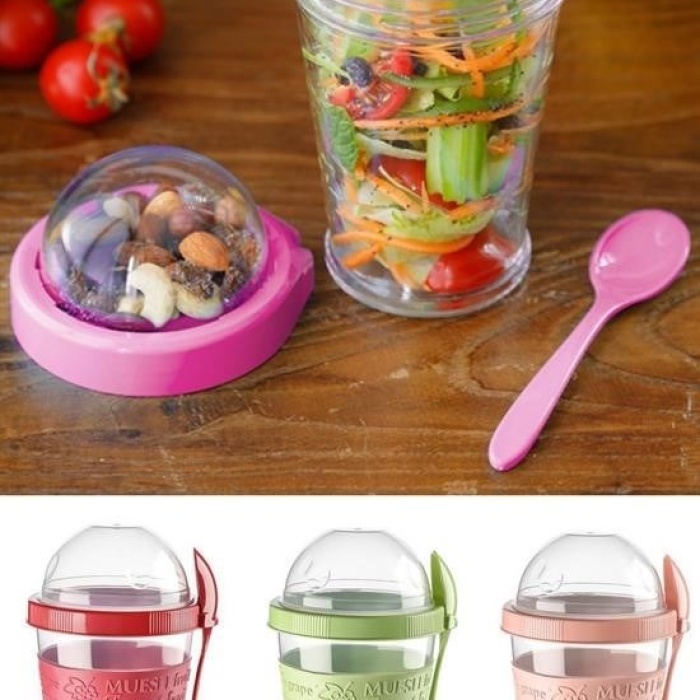 Biyomak® Biyomak®  Taken Go Kapaklı Kaşıklı Pratik Taşınabilir Meyveli Yoğurt Kabı
