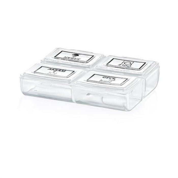 Biyomak®  4 Öğün Günlük Hap İlaç Saklama Taşıma Kutusu İlaç Hatırlatıcı