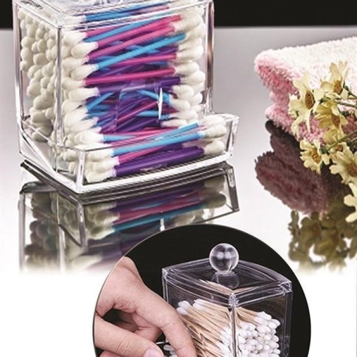 Biyomak®  Şeffaf Kapaklı Kulak Temizleme Çubuğu Organizatörü Saklama Kutusu