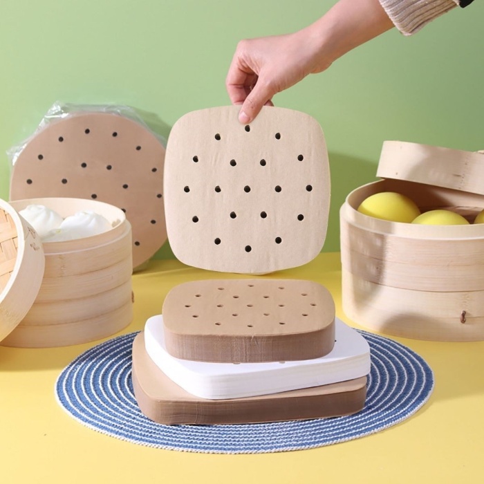 Biyomak®  250 Adet Air Fryer Pişirme Kağıdı Tek Kullanımlık Hava Fritöz Yağ Geçirmez Yapışmaz Gıda Pişirme Kağıdı Delikli Kare Model