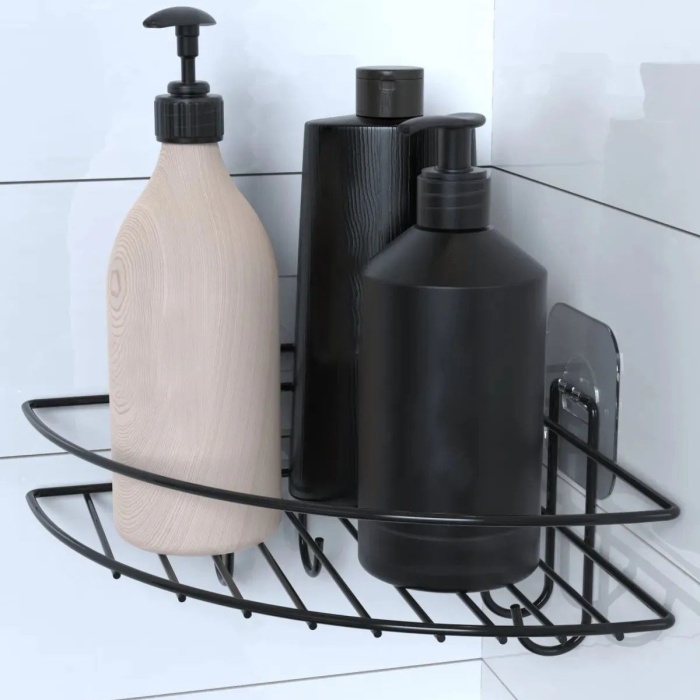 ®  Yapışkanlı Banyo Köşeliği Kancalı Köşe Rafı Duş Şampuanlık Duvar Düzenleyici Organizer Raf