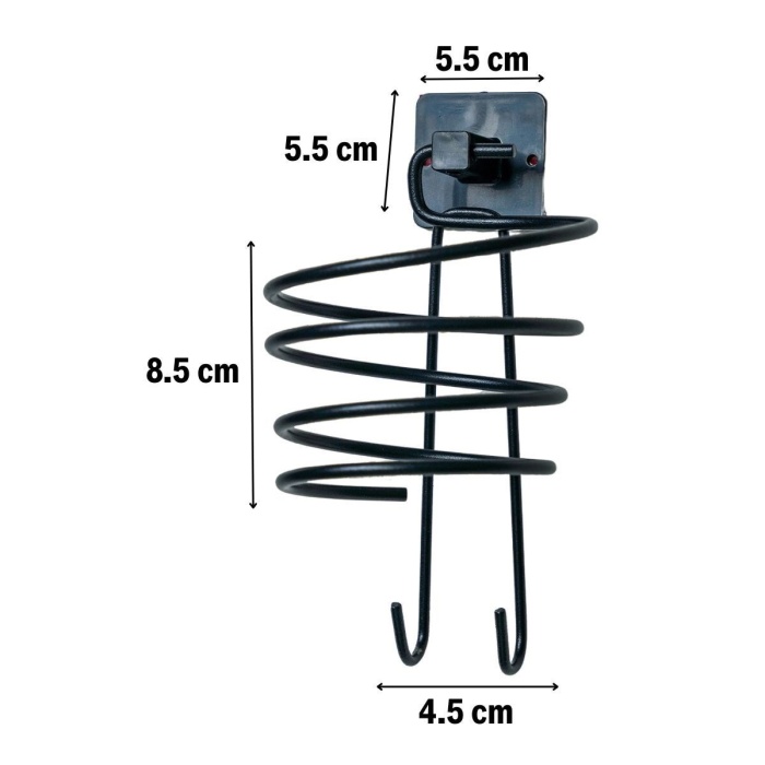 ®  Kendiliğinden Yapışkanlı Siyah Paslanmaz Metal Fön Makinesi Askısı Saç Kurutma Makinesi Tutacağı
