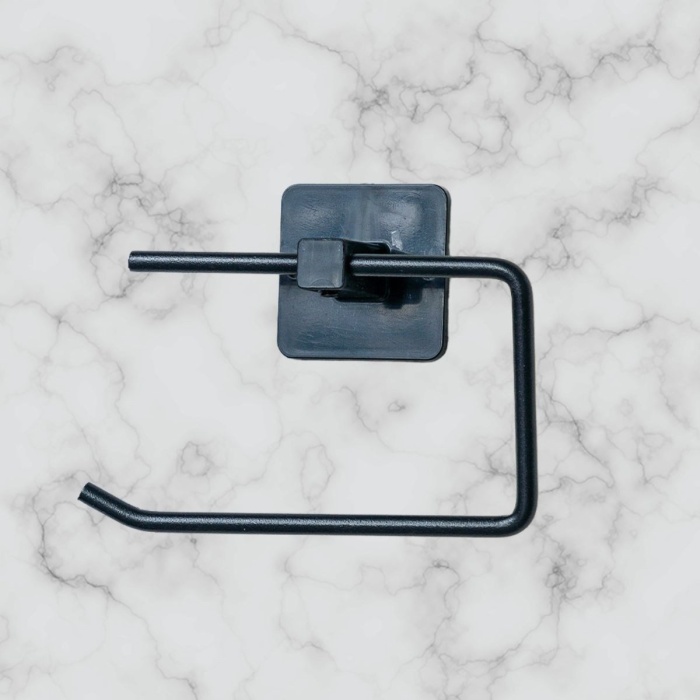 ®  Kendiliğinden Yapışkanlı Siyah Paslanmaz Metal Kapaksız Tuvalet Kağıtlığı Aparatı