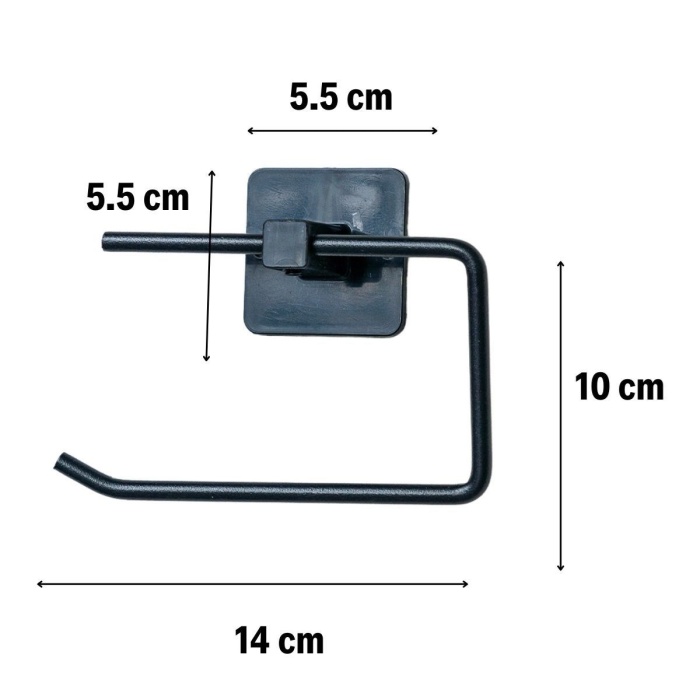 ®  Kendiliğinden Yapışkanlı Siyah Paslanmaz Metal Kapaksız Tuvalet Kağıtlığı Aparatı