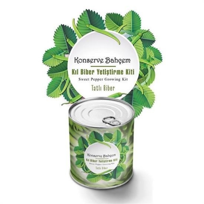 Biyomak®  Konserve Bahçem Evde Konservede Tatlı Sivri Biber Yetiştirme Kiti