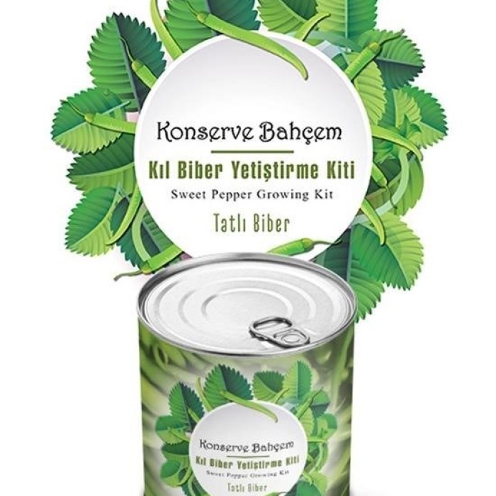 Biyomak®  Konserve Bahçem Evde Konservede Tatlı Sivri Biber Yetiştirme Kiti